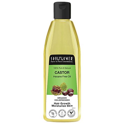 Soulflower Castor Hair Oil For Growth - Hydrates Skin, Clinically Proven, 225 ml  Pure & Natural
