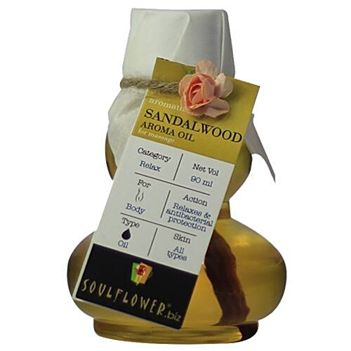 Soulflower Sandalwood Aroma Massage Oil, 90 ml  