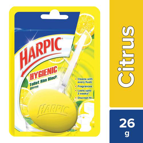 Harpic Hygienic Toilet Cleaner Rim Block, Citrus, 26 g  