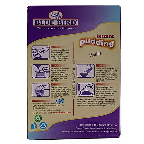 Blue Bird Instant Pudding - Vanilla, 100 g Carton Zero Trans Fat, Zero Cholesterol