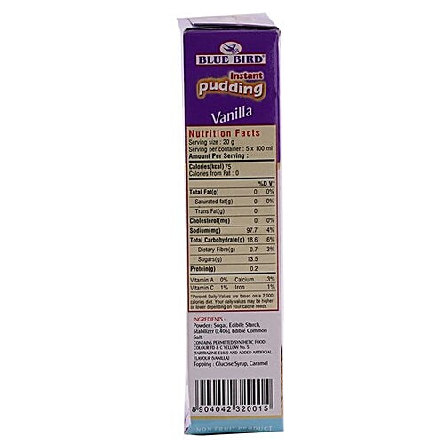 Blue Bird Instant Pudding - Vanilla, 100 g Carton Zero Trans Fat, Zero Cholesterol