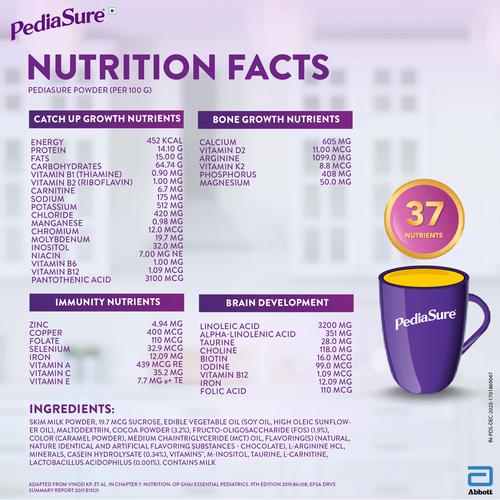 Pediasure Nutrition Drink Powder - Kesar Badam Flavour, Nutrition For Kids Growth, 200 g Carton Supports Weight & Height Gain, Scientifically Designed Nutrition For Kids, 37 Nutrients, For Immune Function, Brain Development