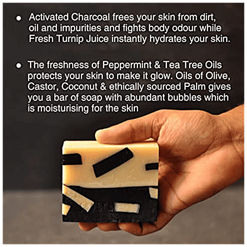 Soulflower Soulflower Handmade Deo Soap Bar for Men with Activated Charcoal & Tea Tree, Skin Detox Acne Pimples, 150 g  