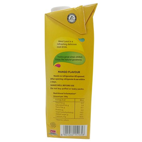 Amul Lassi - Mango Flavour, Source of Calcium & Protein, 1 L  