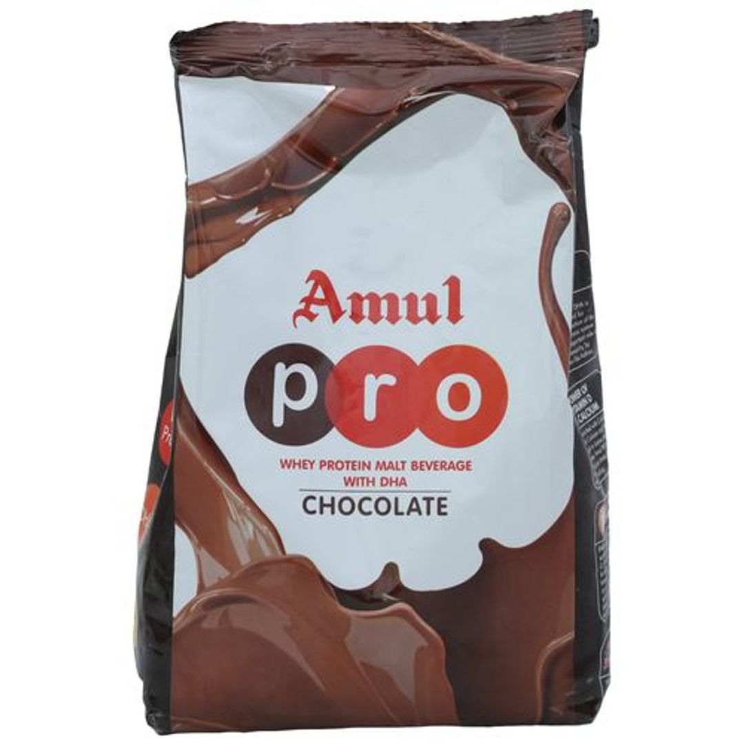 Amul Pro Whey Protein - Malt Beverage Health Drink With DHA & Chocolate, 500 g Pouch