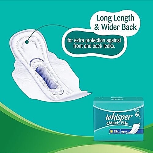 Whisper Maxi Fit Sanitary Pads - Regular, 15 pcs