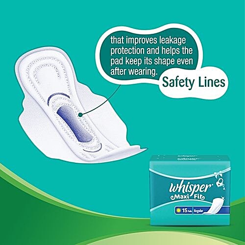 Whisper Maxi Fit Sanitary Pads - Regular, 15 pcs