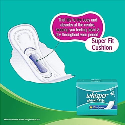 Buy Whisper Sanitary Pads Maxi Fit Regular Wings 15 Pads Online At Best Price of Rs 143 bigbasket