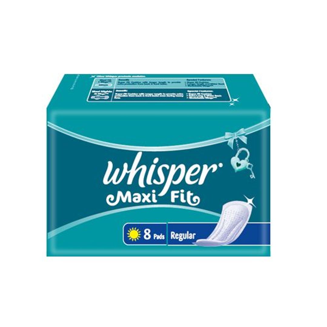 Whisper  Sanitary Pads - Maxi Fit, Regular, 8 Pads 