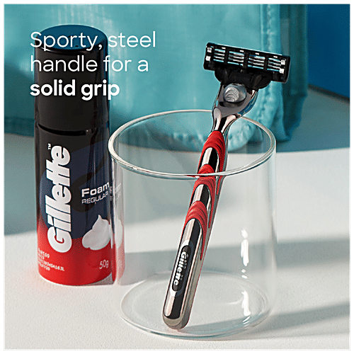 Gillette Mach 3 Special Edition Turbo Plus Shaving Razor - With Advanced Anti-Friction Coating, 1 pc Long Lasting Mega Lubrication Strip