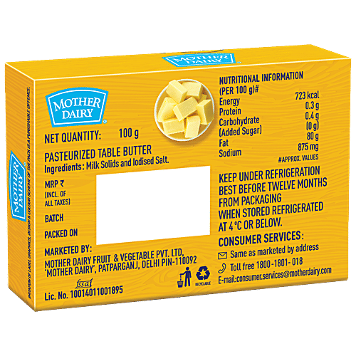 Buy Mother Dairy Butter 100 Gm Online At Best Price of Rs 56 bigbasket