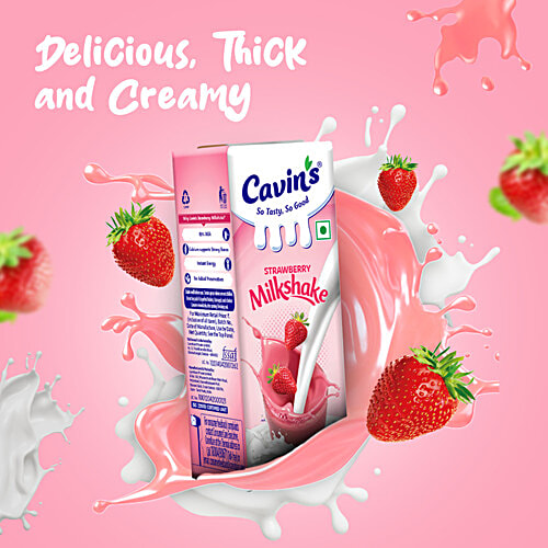 Cavins Milkshake - Strawberry, 200 ml Tetra Pack 