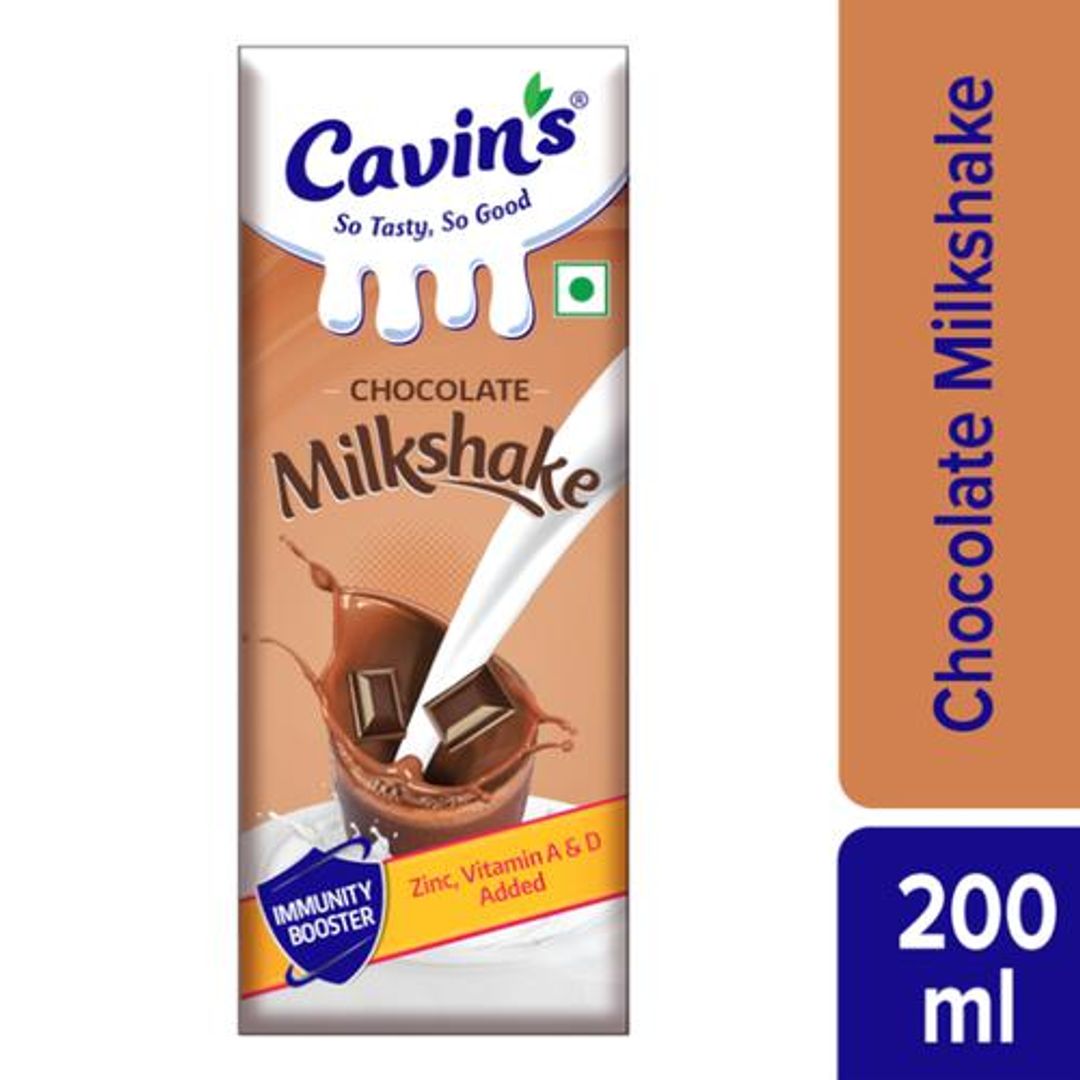 Cavins Chocolate Milkshake - With Zinc, Vitamin A & D Added, Immunity Booster, 200 ml Tetra Pack
