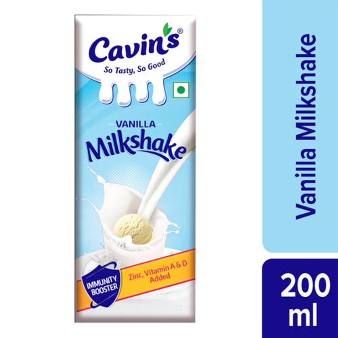 Cavins Vanilla Milkshake - With Zinc, Vitamin A & D Added, Immunity Booster, 200 ml Tetra Pack