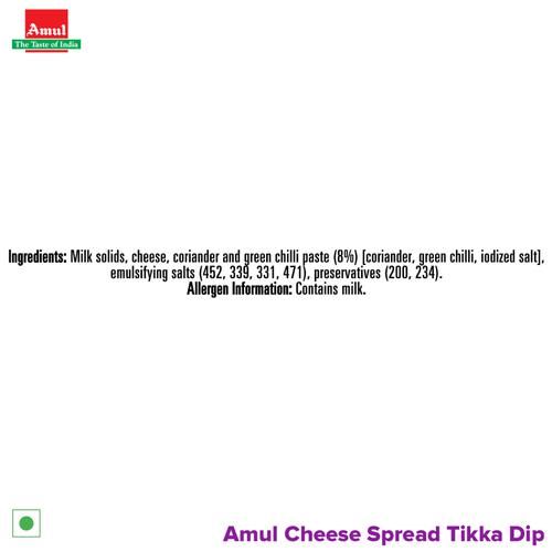 Amul Processed Cheese Spread - Tikka Dip, Made from 100% Pure Milk, 200 g Tub Zero Added Sugar