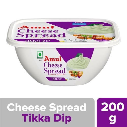 Amul Processed Cheese Spread - Tikka Dip, Made from 100% Pure Milk, 200 g Tub Zero Added Sugar