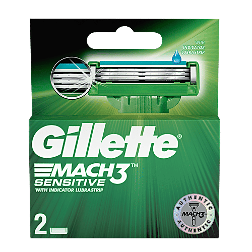 Gillette Mach3 Sensitive - Manual Shaving Razor Blades Cartridge, 2 pcs