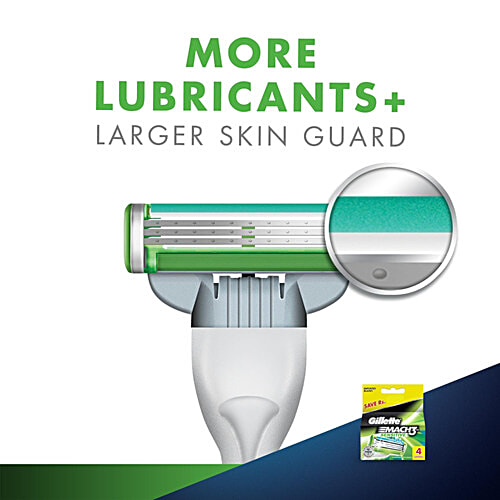 Gillette Mach3 Sensitive Manual Shaving Blades for MenPack of 4 Cartridges, 4 pcs  4X Blades, Imported Blades