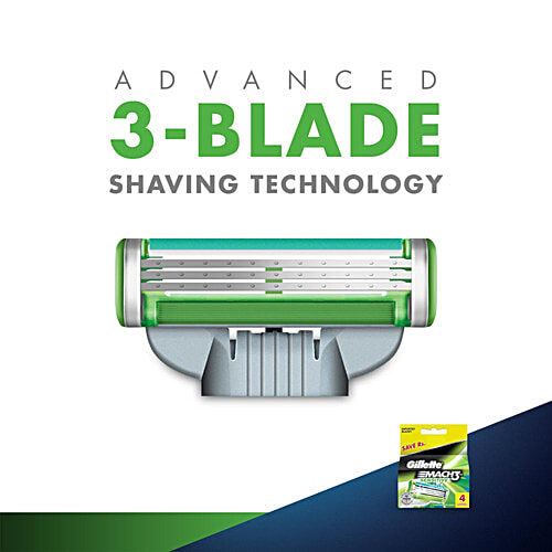 Gillette Mach3 Sensitive Manual Shaving Blades for MenPack of 4 Cartridges, 4 pcs  4X Blades, Imported Blades
