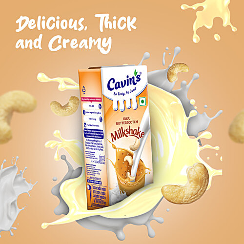 Cavins Kaju Butterscotch Milkshake - With Zinc, Vitamin A & D Added, Immunity Booster, 180 ml Tetra Pak Zinc, Vitamin A & D Added, No Added Preservatives
