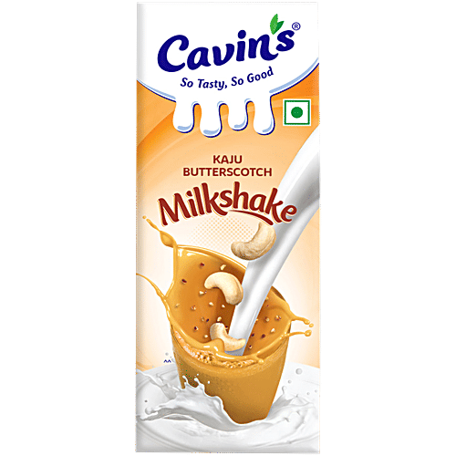 Cavins Kaju Butterscotch Milkshake - With Zinc, Vitamin A & D Added, Immunity Booster, 180 ml Tetra Pak Zinc, Vitamin A & D Added, No Added Preservatives