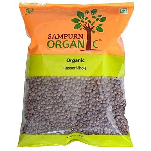 Sampurn Organic Masoor Whole, 500 g Pouch No Preservatives, Chemicals & Artificial Colour