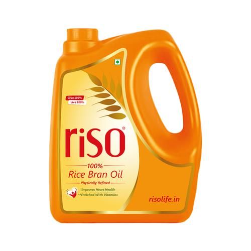 Riso 100% Physically Refined Rice Bran Oil - Rich in Natural Oryzanol, 5 L Jar Fortified with Vitamin A & D2