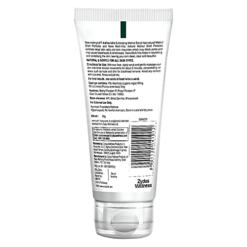 Everyuth Naturals Exfoliating Walnut Scrub, No Harmful Chemicals, 50 g Tube No Harmful Chemicals