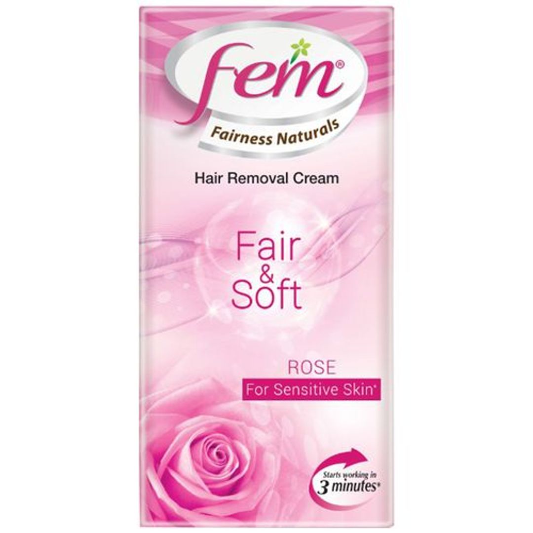 Fem Fairness Naturals Hair Removal Cream Fair & Soft - Rose, Sensitive Skin, 25 g 