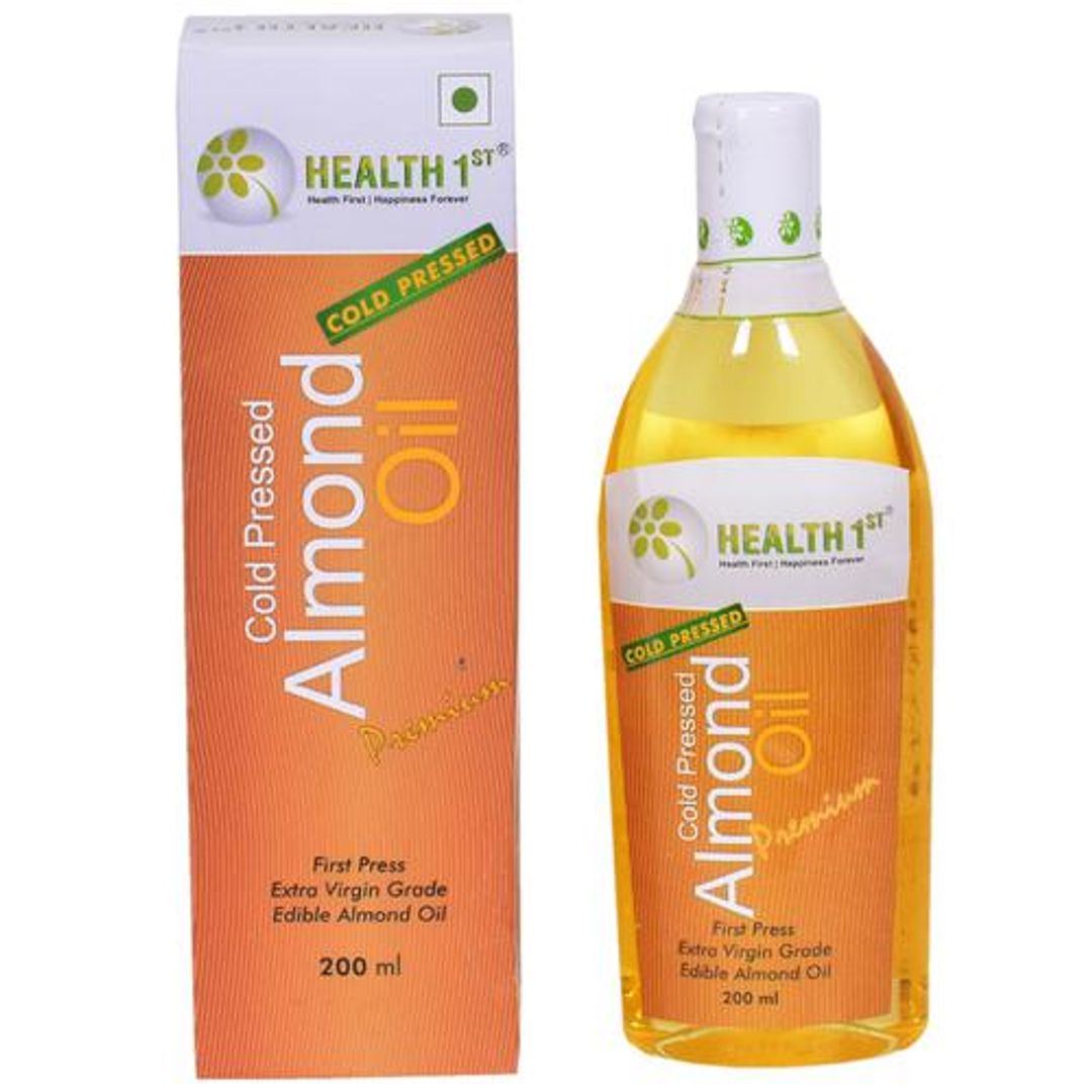 Health 1st Almond Oil - Cold Pressed, 200 ml Bottle