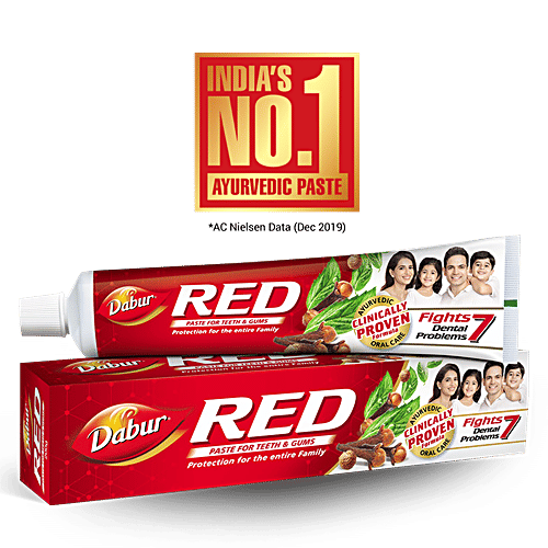 Dabur Red India's No.1 Ayurvedic Fluroide Free Paste, 150 g (Buy 3 Get 1 Free) 