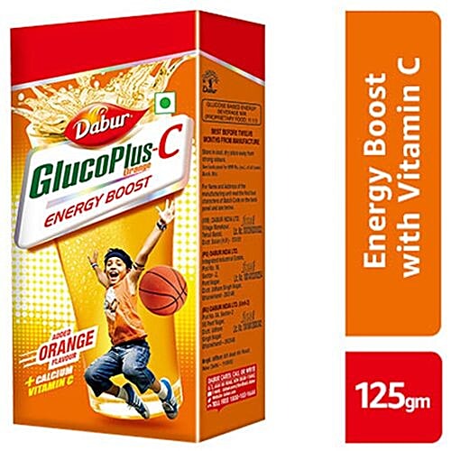 Dabur Nutrition Drink - Gluco Plus C Energy Boost, Orange, 125 g  Calcium + Vitamin C