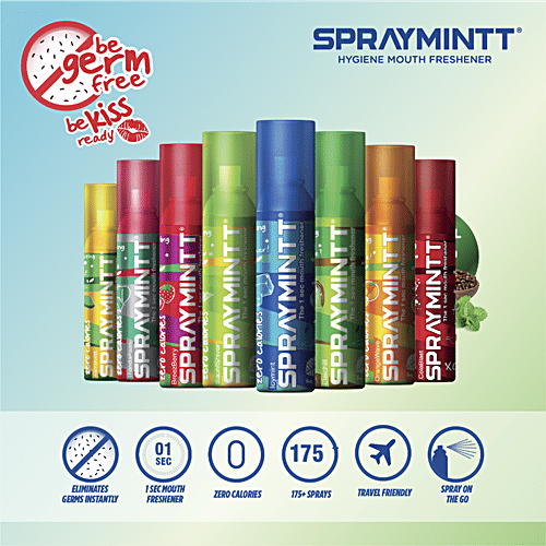 Spraymintt Mouth Freshener - BreezBerry Flavour, Long Lasting Freshness, 15 g Pouch Zero Calories, Germ Free