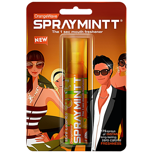 Spraymintt Mouth Freshener - Orange, 15 g Pouch Zero Calories, Germ Free