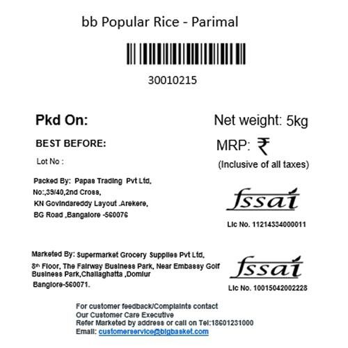 BB Popular Rice/Tandul - Parimal, 5 kg  