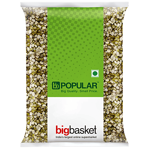 bb Popular Moong - Green, Split/Chilka, 500 g Pouch 