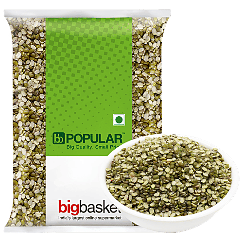 bb Popular Moong - Green, Split/Chilka, 500 g Pouch 