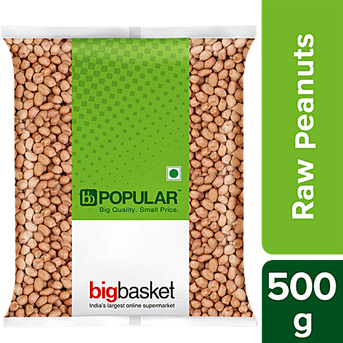 bb Popular Peanuts/China Badam - Raw, 500 g Pouch 