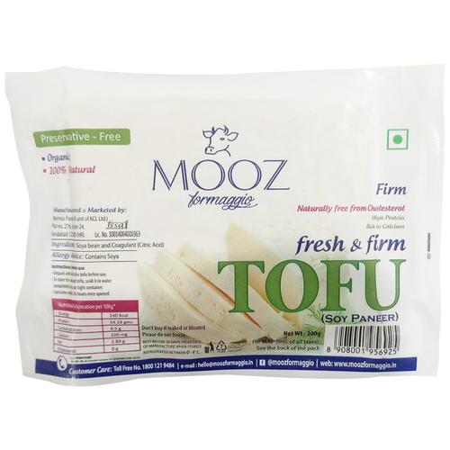 MOOZ Organic Tofu - Soy Paneer, 200g  Fresh & Firm, Preservative Free