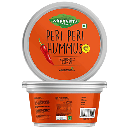 Wingreens Farms Peri-peri Hummus Dip & Spread, 150 g  Trans Fat Free
