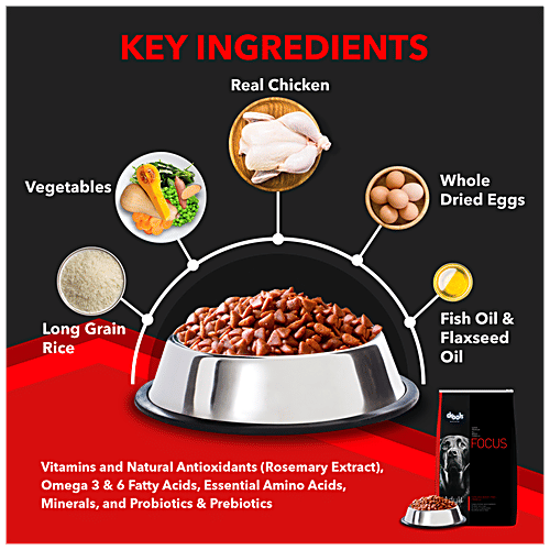 Drools Focus Super Premium All Breed Formula - For Adult Dogs, Corn & Wheat-Free, 1.2 kg No Artificial Colors or Flavor