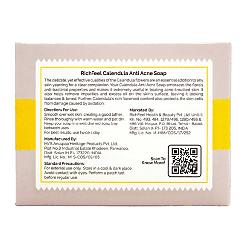 Richfeel Soap - Anti Acne With Calendula Extracts, 75 g Pack of 3 