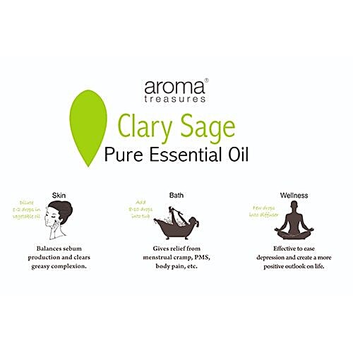 Aroma Treasures Clary Sage Essentail Oil - Clary Sage Essentail Oil, 10 ml  