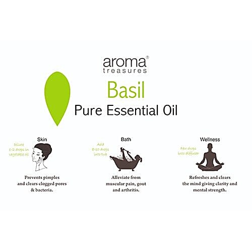 Aroma Treasures Basil (Sweet) Essential Oil - 100% Pure & Natural, 10 ml  