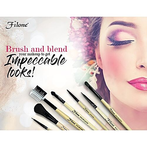 Filone Makeup Brush Set - Eye, Lip & Foundation Brushes, FMB005, 7 pcs  