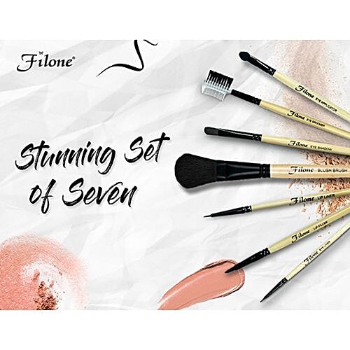 Filone Makeup Brush Set - Eye, Lip & Foundation Brushes, FMB005, 7 pcs  