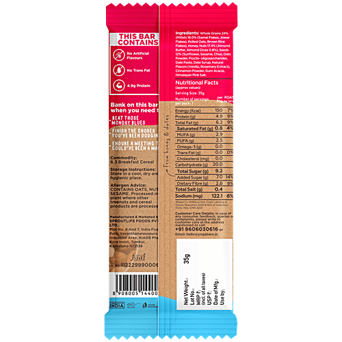 Yoga Bar Multigrain Energy Bar - Vanilla Almond, Healthy Snack, High In Protein & Fibre, 38 g  Healthy Snack
 High In Protein & Fibre