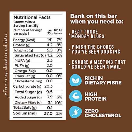 Yoga Bar Chocolate Chunk Nut Multigrain Energy Bar, 38 g Rich in Fibre, High Protein, Zero Cholesterol