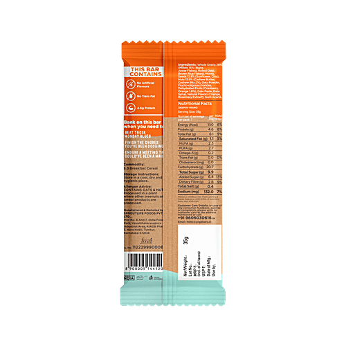 Yoga Bar Multigrain Energy Bar - Orange Cashew, Healthy Snack, High In Protein & Fibre, 38 g  Healthy Snack
 High In Protein & Fibre