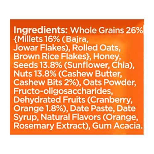 Yoga Bar Multigrain Energy Bar - Orange Cashew, Healthy Snack, High In Protein & Fibre, 38 g  Healthy Snack
 High In Protein & Fibre